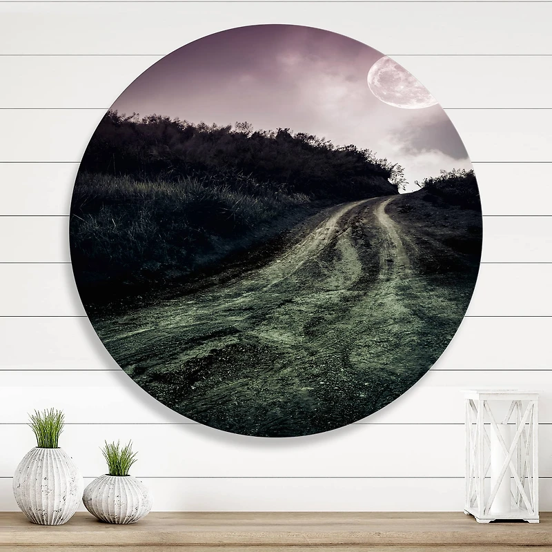 Designart - Muddy Road Under Full Moon
