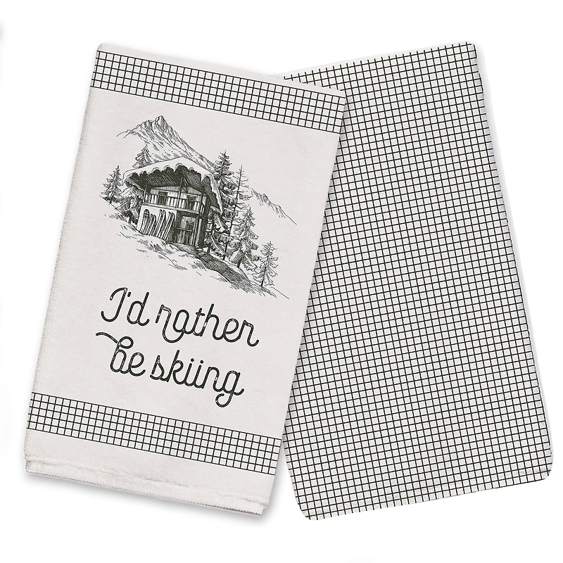 Rather Be Skiing Cabin Tea Towels - Set of 2