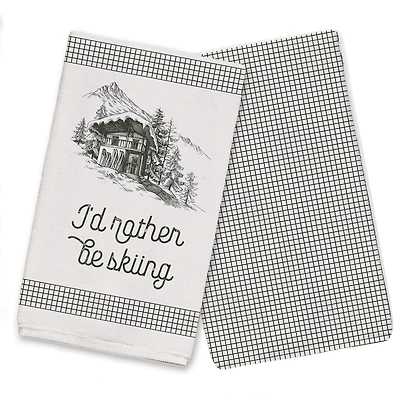 Rather Be Skiing Cabin Tea Towels - Set of 2