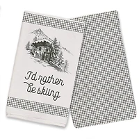 Rather Be Skiing Cabin Tea Towels - Set of 2