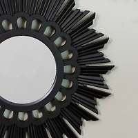 9.5" Floral Sunburst Matte Black Round Mirror Set