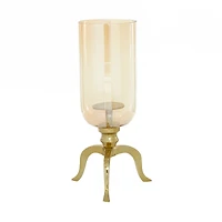 18" Gold Aluminum & Glass Traditional Candlestick Holder
