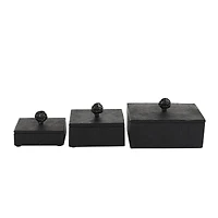 Black Textured Decorative Box Set with Knobs