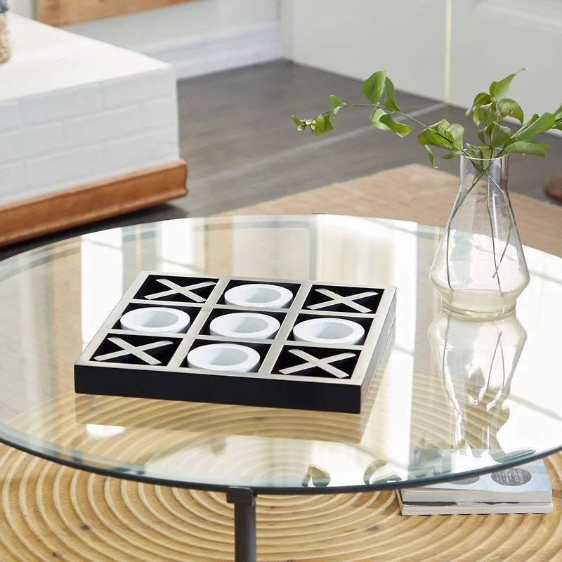 Black & White Wood Tic-Tac-Toe Game Set