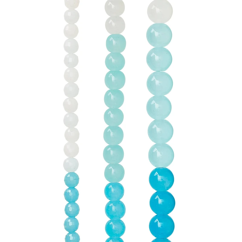 Aqua Ombre Glass Round Beads by Bead Landing™