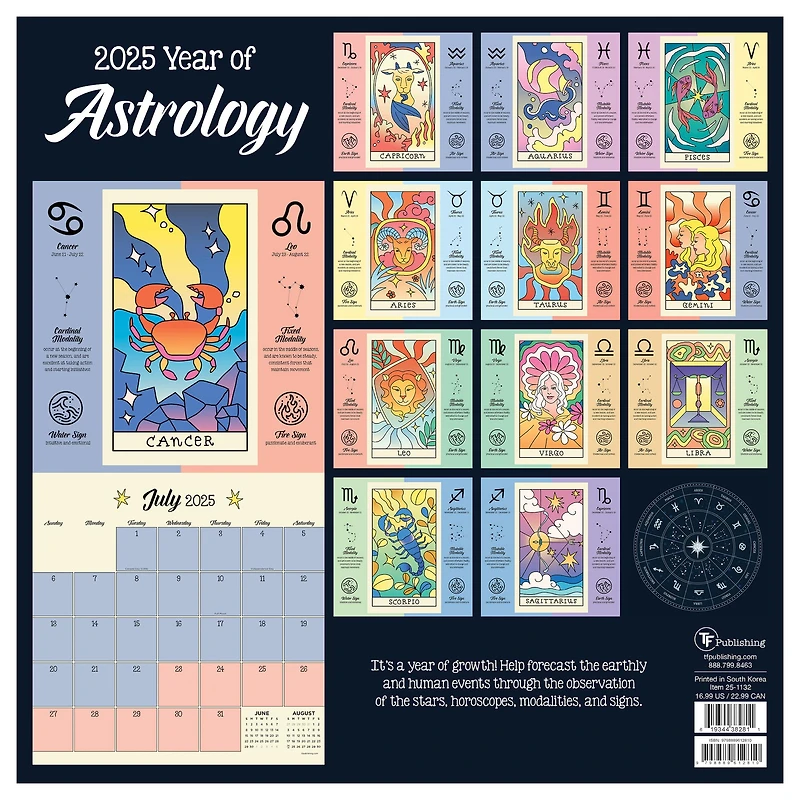 TF Publishing 2025 Astrology Wall Calendar