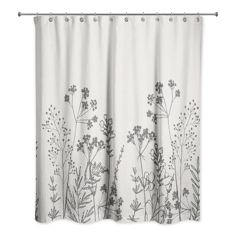 Sketched Florals 71" x 74" Shower Curtain