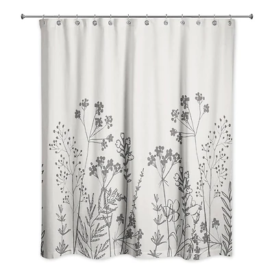 Sketched Florals 71" x 74" Shower Curtain