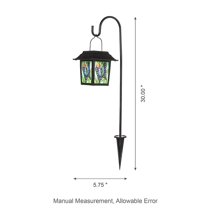 Glitzhome® 30" Solar Powered Butterfly Pattern Garden Lamp with Stakes, 2ct.