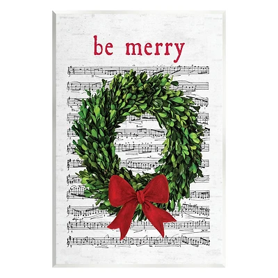 Stupell Industries Be Merry Holiday Music Wreath Wall Plaque Art