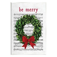 Stupell Industries Be Merry Holiday Music Wreath Wall Plaque Art