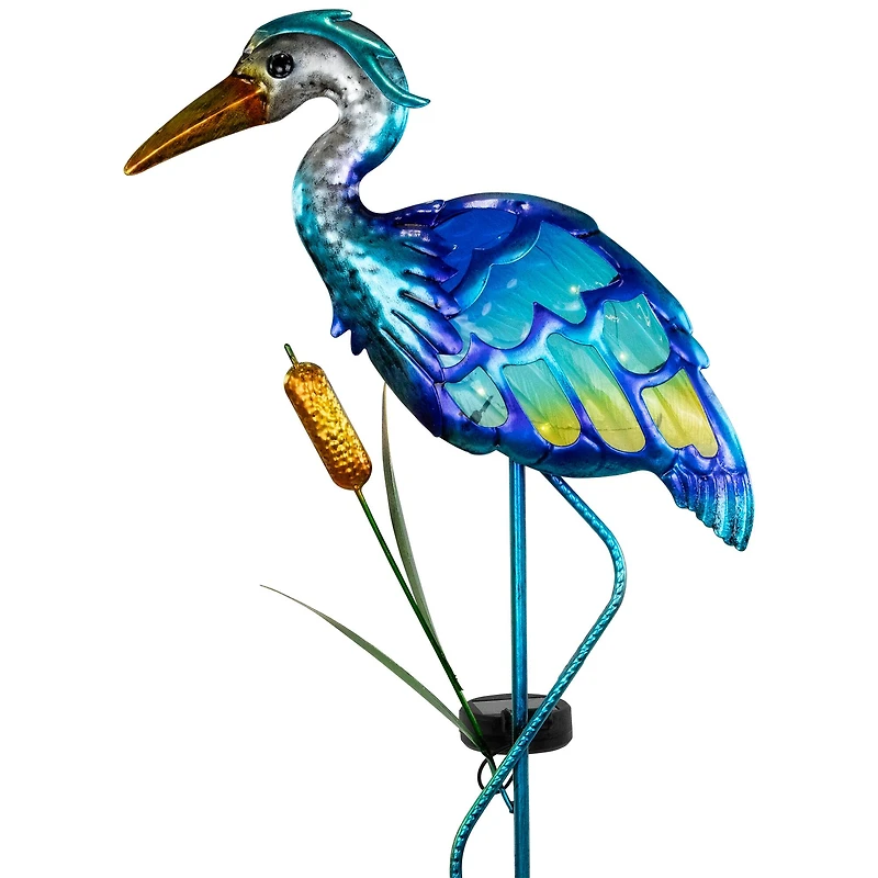 3ft. Solar Lighted Blue Heron Outdoor Garden Stake
