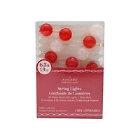20ct. Warm White LED Red & Clear Cracked Ball String Lights on Silver Wire by Ashland®