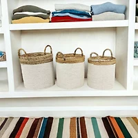 White Seagrass Coastal Storage Basket Set