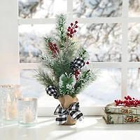 Glitzhome® 21" Flocked Pine & Berries Table Tree