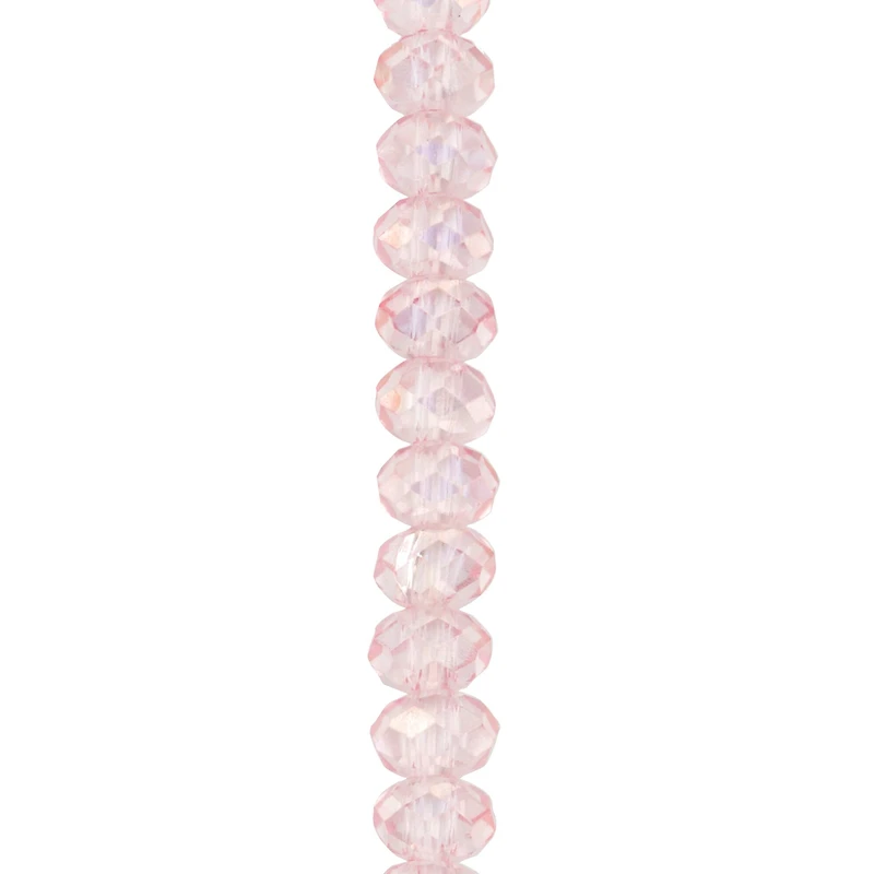 Pink Faceted Large Hole Glass Rondelle Beads by Bead Landing