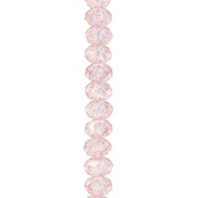 Pink Faceted Large Hole Glass Rondelle Beads by Bead Landing