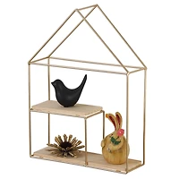 NEX 2-Tier Gold Metal Wall Mounted Floating Shelves Organizer Display