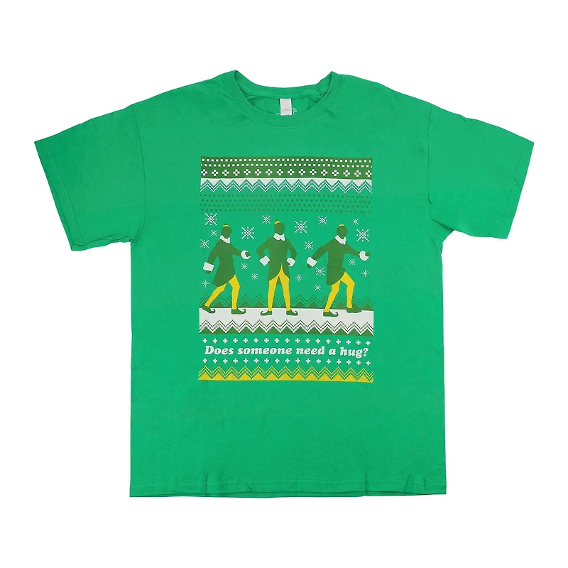 Elf™ Does Someone Need a Hug? Green Adult Crew Neck T-Shirt