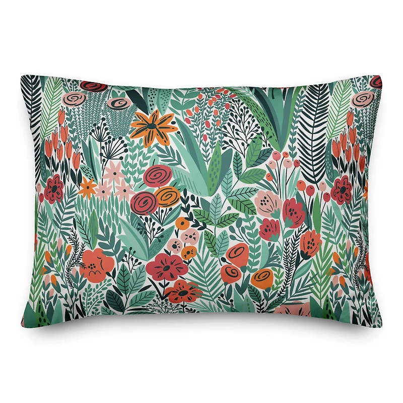 Lush Floral Pattern 14" x 20" Indoor / Outdoor Pillow