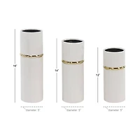 White Stoneware Glam Vase Set