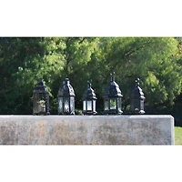 10.5" Black Metal Moroccan Style Candle Lantern with Intricate Cutouts