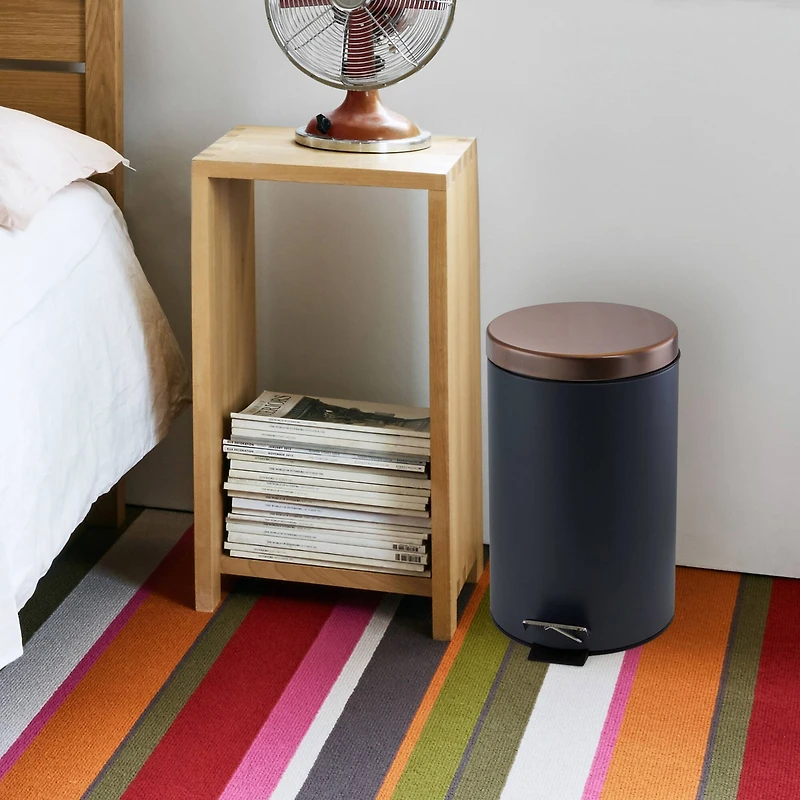 Elama 12 Liter Stylish Grey and Copper Soft Pedal Trash Bin