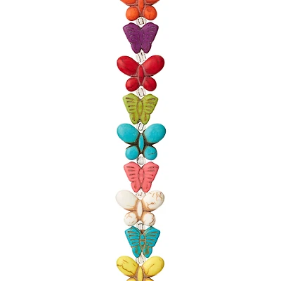 12 Pack: Multicolor Reconstituted Dyed Stone Butterfly Beads, 12mm by Bead Landing™