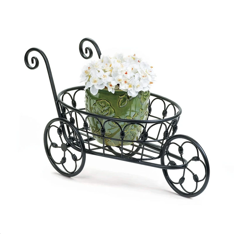 11" Black Iron Flower Cart