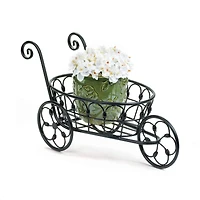 11" Black Iron Flower Cart