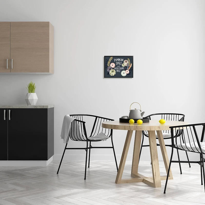 Stupell Industries Pumpkin Spice Everything Nice Phrase Autumn Harvest Feathers in Frame Wall Art