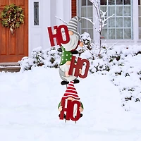 Glitzhome® 51" Metal Ho Ho Ho Gnome Yard Stake