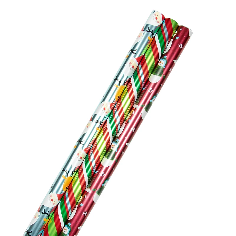 JAM Paper Jolly Winter Christmas Gift Wrap Set, 3ct