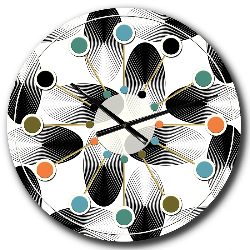 Designart 'Retro Geometrical Abstract Pattern Iv Mid-Century Modern Wall Clock