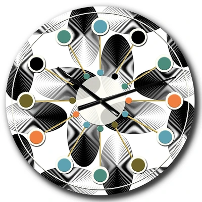 Designart 'Retro Geometrical Abstract Pattern Iv Mid-Century Modern Wall Clock