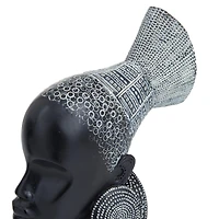 Set of 2 Black Polystone Eclectic Sculptures, 11" x 5" x 8"