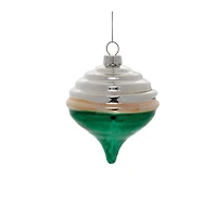 Green Two-Tone Tiered Glass Ornaments Set