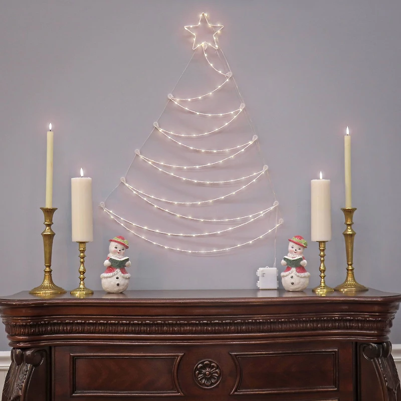 37" Pre-Lit LED Hanging Metal Wire Tree Decoration