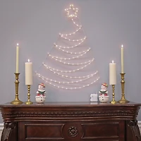 37" Pre-Lit LED Hanging Metal Wire Tree Decoration