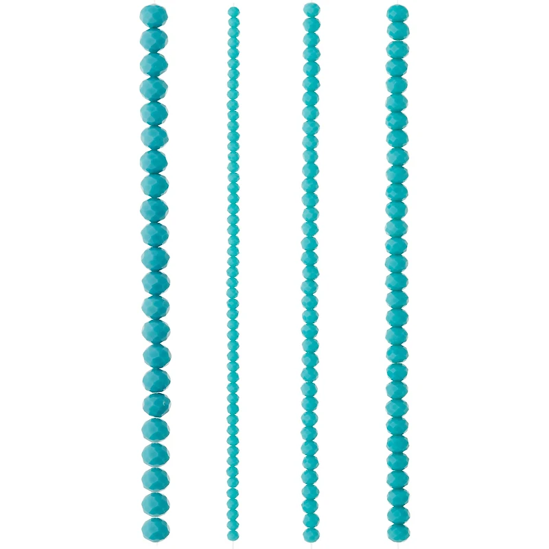 12 Packs: 4 ct. (48 total) Aqua Faceted Glass Rondelle Bead Strands by Bead Landing™