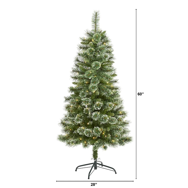 5ft. Pre-Lit Wisconsin Slim Snow Tip Pine Artificial Christmas Tree with Clear LED Lights