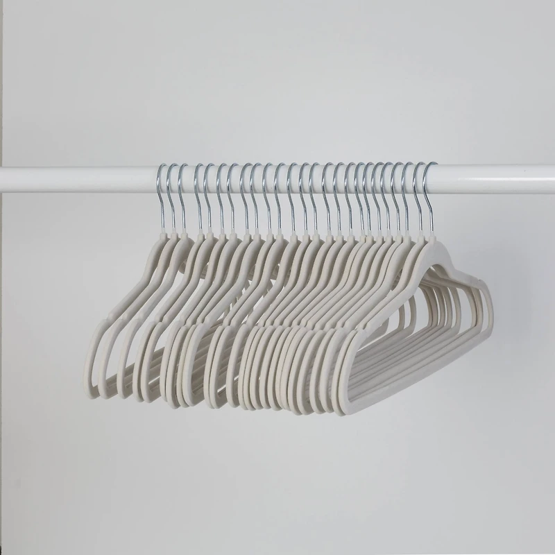 Honey Can Do Warm Gray Slim-Profile Non-Slip Velvet Hangers