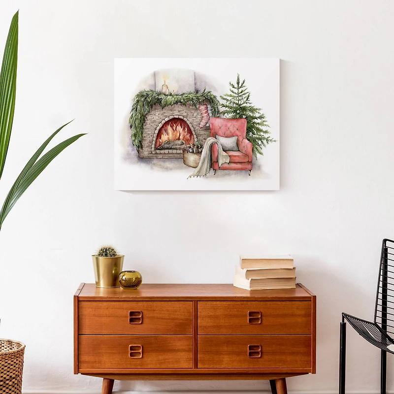 Cozy Fireplace Canvas Wall Art