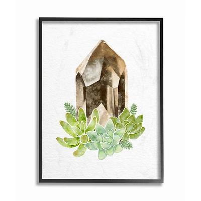 Stupell Industries Succulent Crystal Flower Watercolor Painting in Frame Wall Art