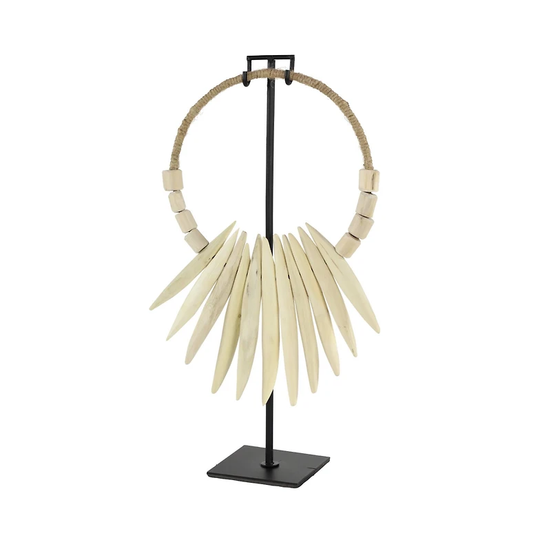 20" White Teak Wood Natural Necklace Sculpture