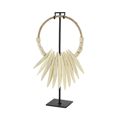 20" White Teak Wood Natural Necklace Sculpture