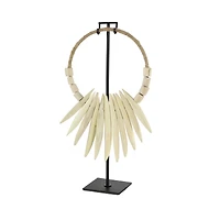 20" White Teak Wood Natural Necklace Sculpture