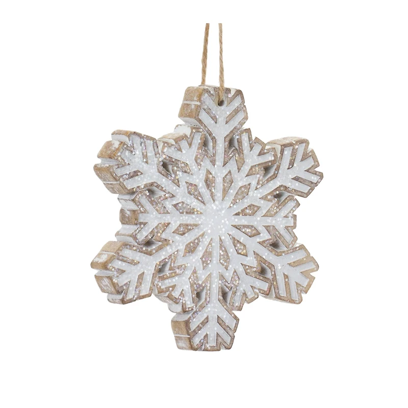 4.75" Glittered Snowflake Ornament Set
