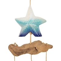 3ft. Blue Ceramic Starfish Handmade Ombre Windchime with Driftwood & Bead Accents