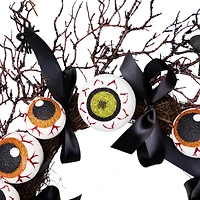 24'' Unlit Eyeballs and Spiders Halloween Twig Wreath